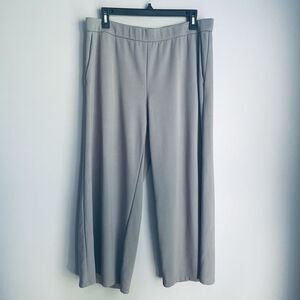 Eileen Fisher Wide Leg Crop Pants Size L Gray Baggy Lagenlook Career Neutral USA